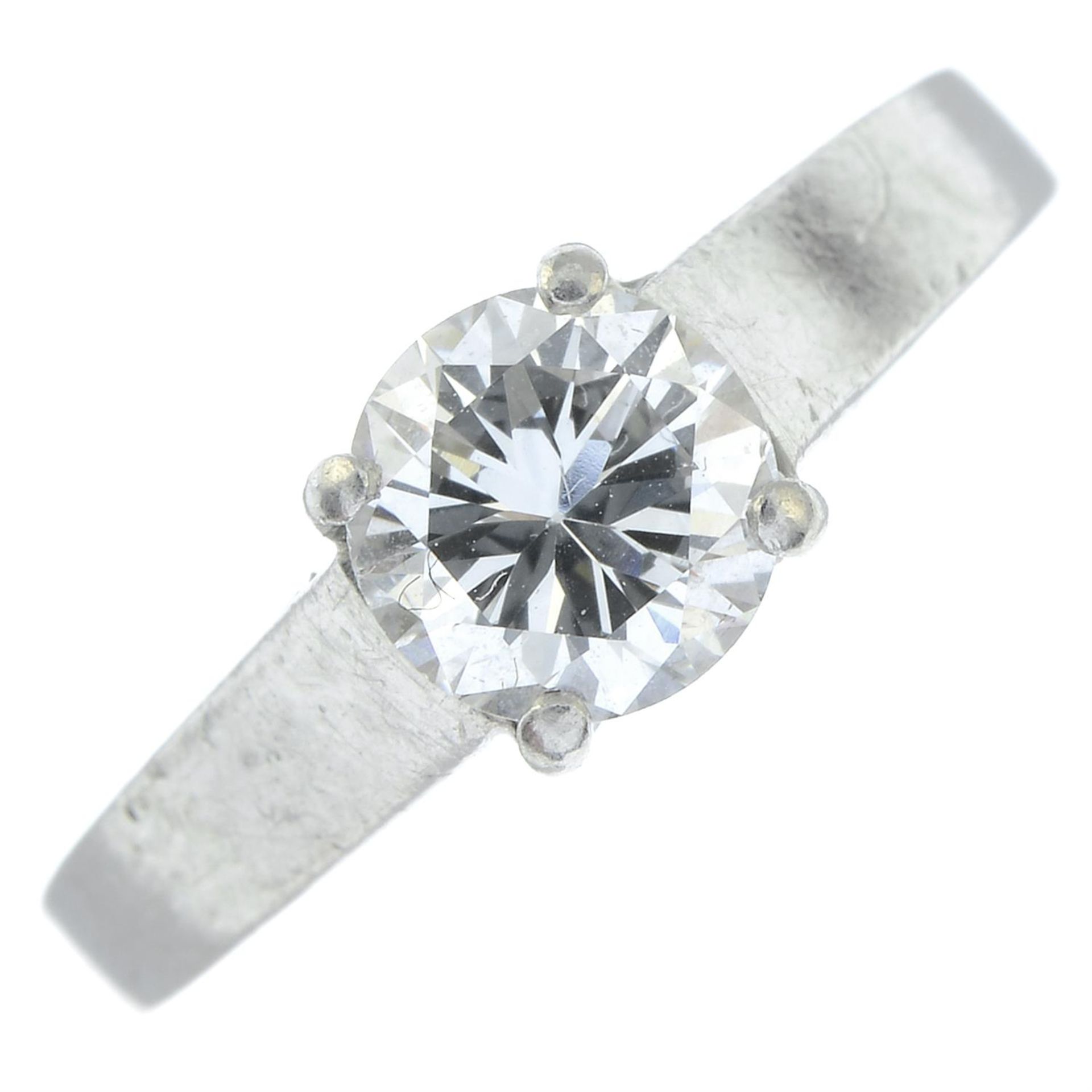 A platinum brilliant-cut diamond single-stone ring. - Image 2 of 5