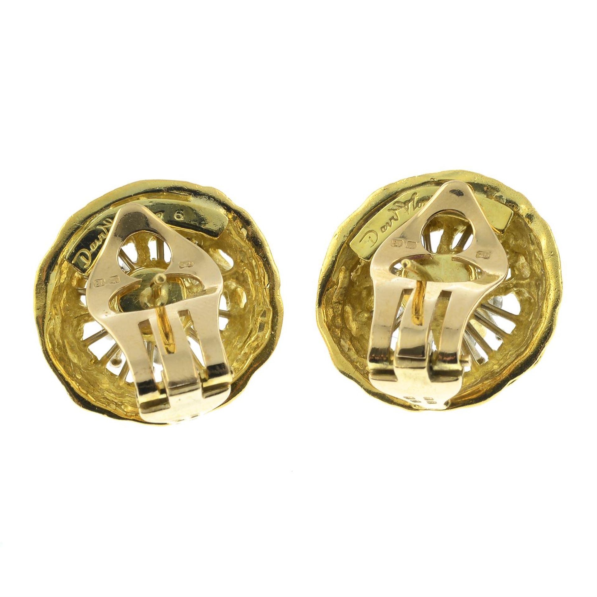 A pair of 1970s 18ct gold diamond earrings, by David Thomas. - Image 3 of 3