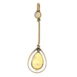 An early 20th century 9ct gold opal drop pendant.