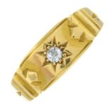 A late Victorian 18ct gold ring, with old-cut diamond highlight.