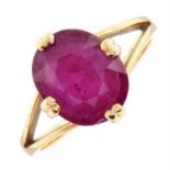 An 18ct gold ruby single-stone ring.