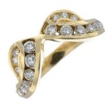 A brilliant-cut diamond stylised chevron ring.