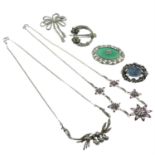 A selection of marcasite a gem-set jewellery.