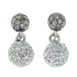 A pair of 18ct gold diamond cluster drop earrings.