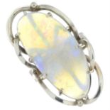 An opal single-stone openwork dress ring.