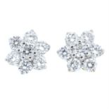 A pair of 18ct gold diamond cluster stud earrings.