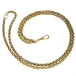 A late 19th century 9ct gold two-row Albert chain.