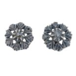 A pair of rose-cut diamond cluster stud earrings.