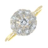 An early 20th century 18ct gold vari-cut diamond cluster ring.