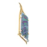 An opal triplet and brilliant-cut diamond pendant.