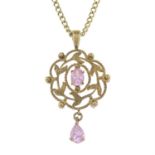A 9ct gold cubic zirconia pendant, with chain.