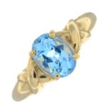 A 9ct gold blue topaz single-stone ring.