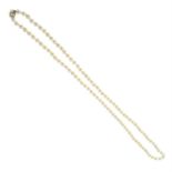 A cultured pearl single-strand necklace, with 9ct gold cultured pearl cluster clasp.