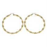 (69707) A pair of hoop earrings, with 'Greek Key' motifs.