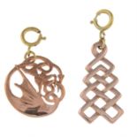 Two 9ct gold openwork pendants, by Clogau.