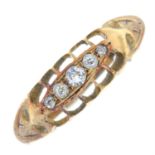 An Edwardian 18ct gold old-cut diamond five-stone ring.