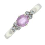 A 9ct gold pink sapphire and diamond dress ring.