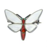 An early 20th century silver Norwegian enamel butterfly brooch.