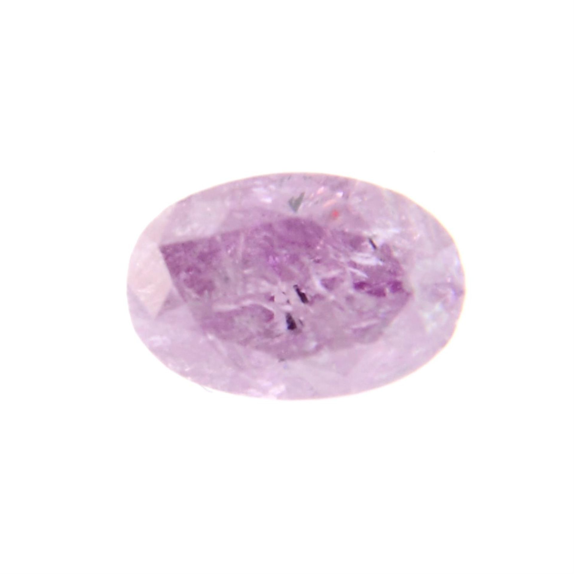 An oval shape natural fancy intense purplish pink diamond, weighing 0.36ct.