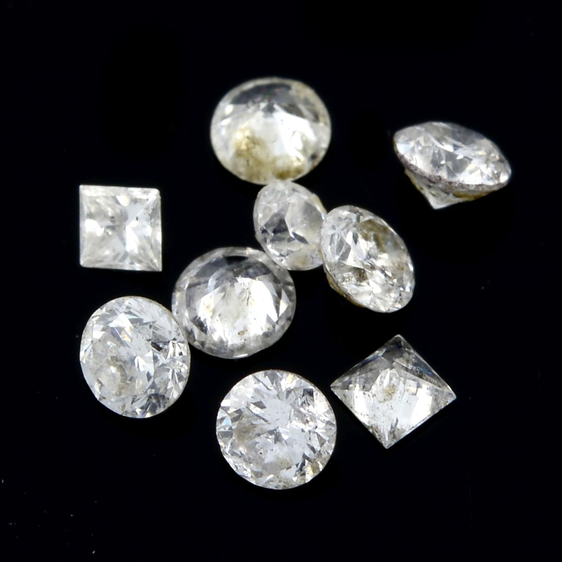 Nine vari-shape diamonds, weighing 0.35ct