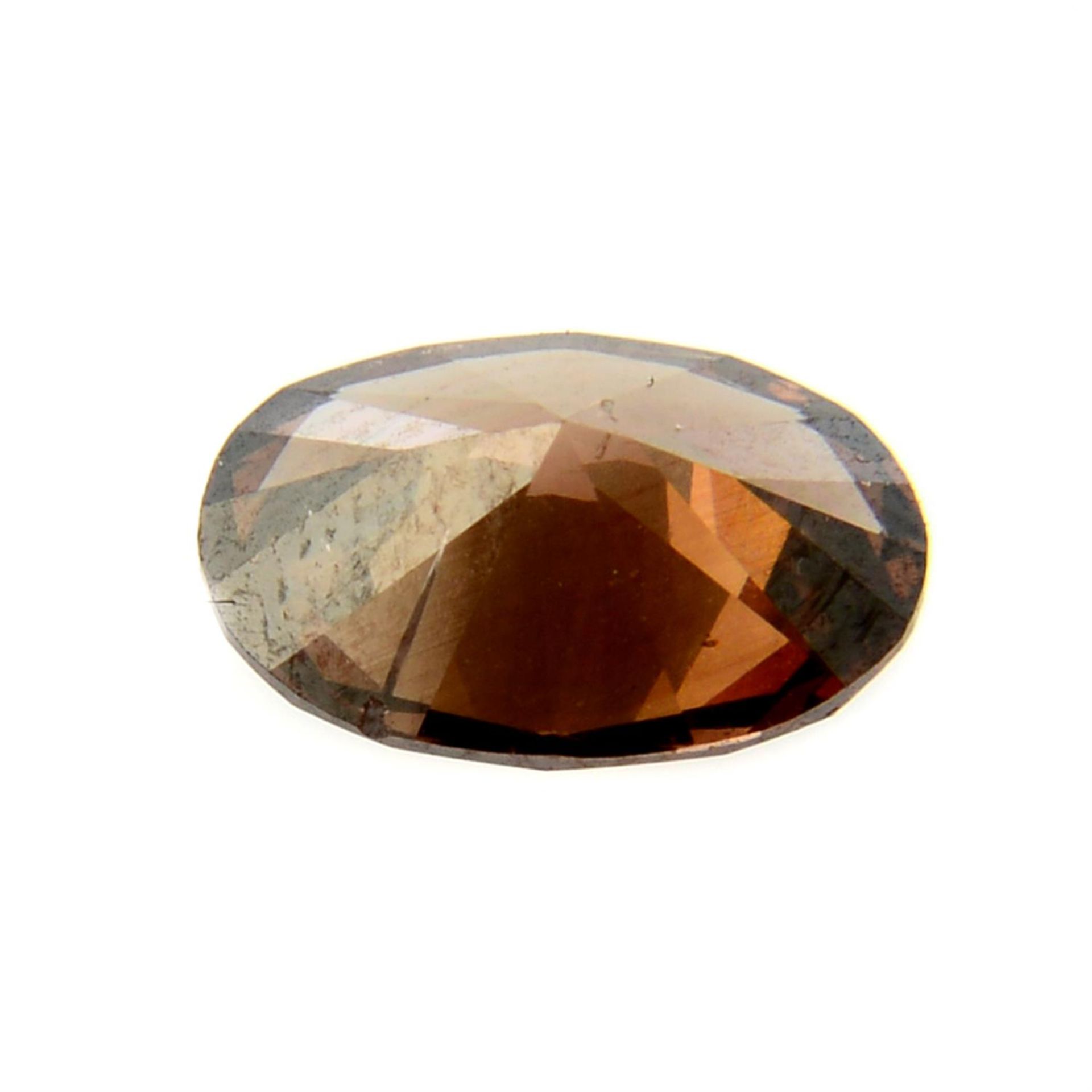 An oval shape 'brown' diamond, weighing 1.03ct. Estimated to be 'brown' colour and I1 clarity - Image 2 of 2