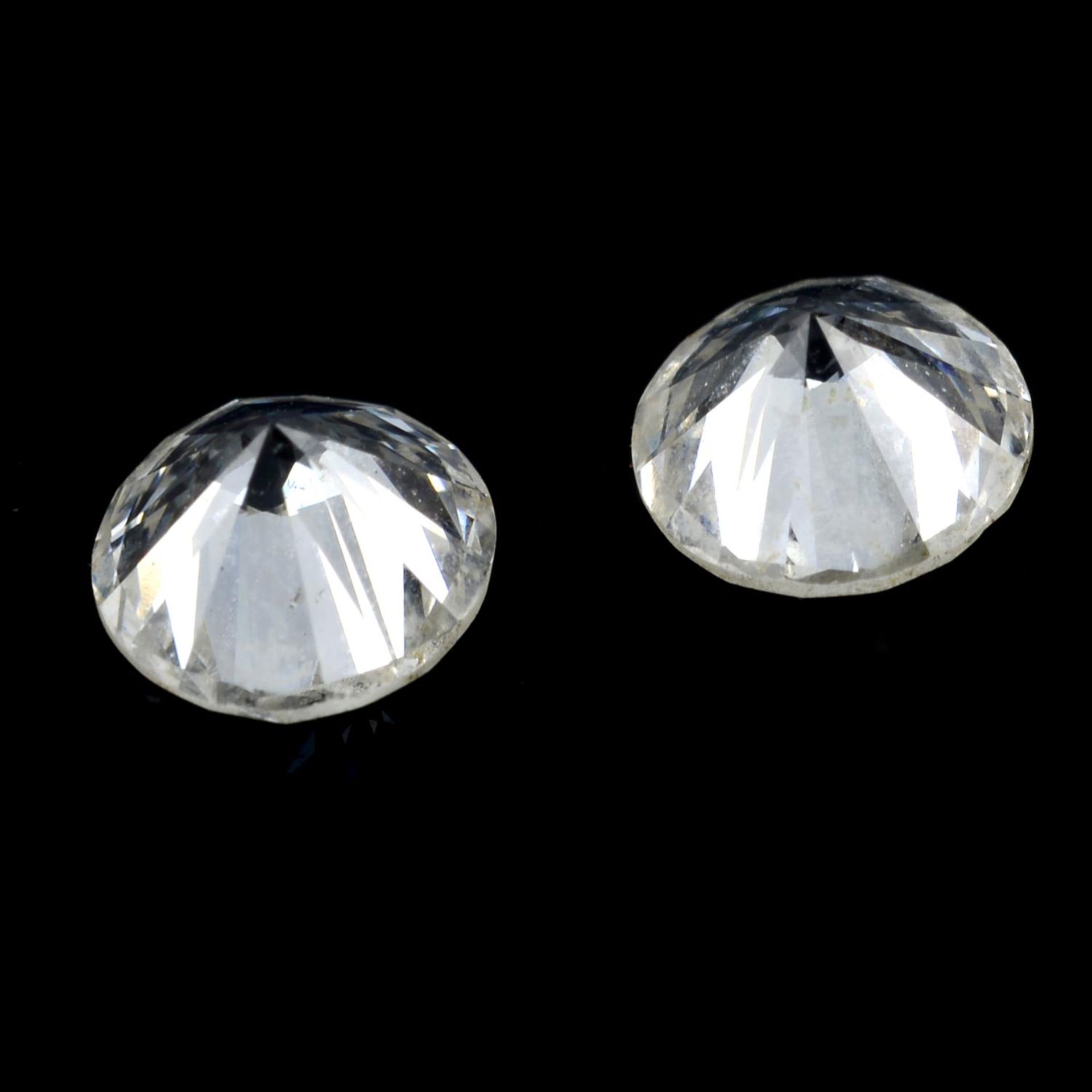 Pair of brilliant cut diamonds weighing 0.66ct. Diamonds estimated to be H colour and VS2 clarity. - Image 2 of 2