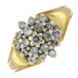 A 9ct gold brilliant-cut diamond cluster ring.