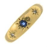 An early 20th century 18ct gold sapphire and single-cut diamond ring.