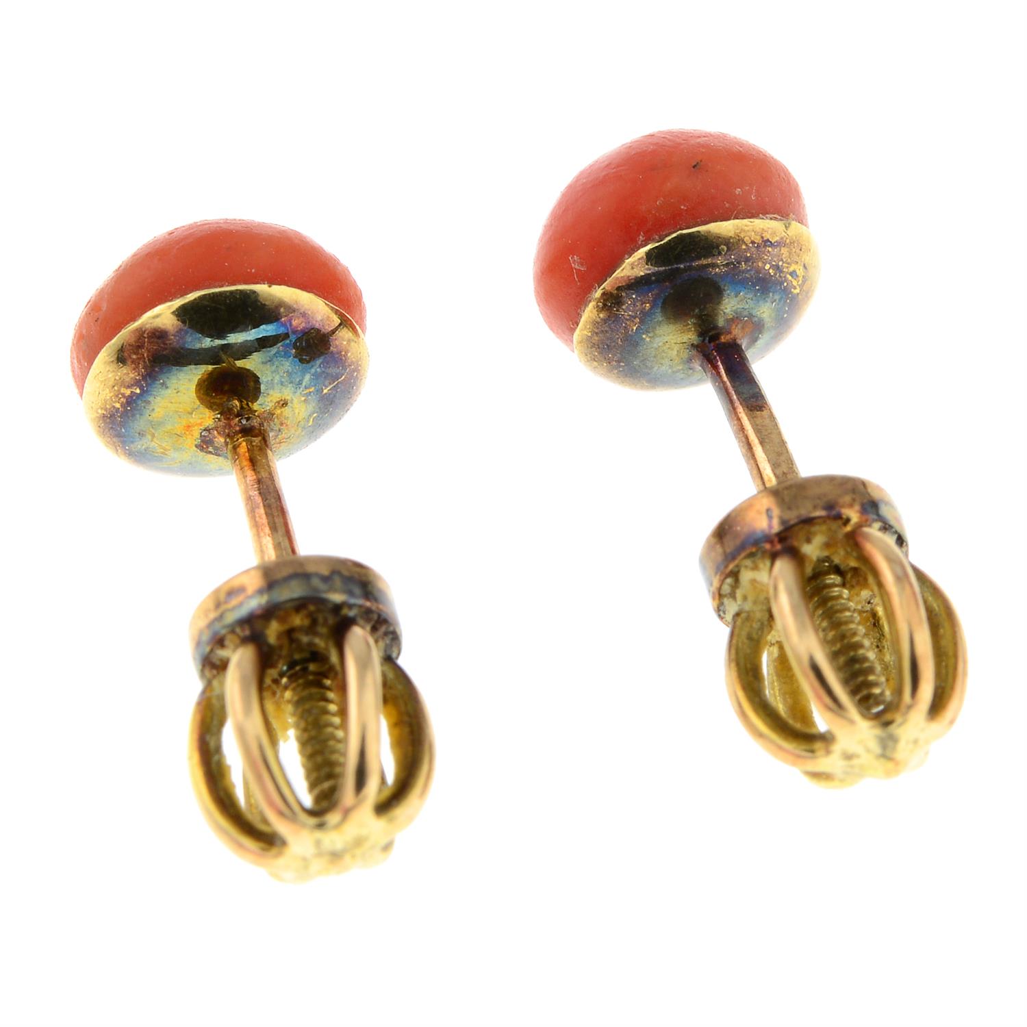 A pair of coral stud earrings. - Image 2 of 2