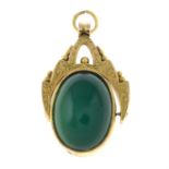 A late 19th century chrysoprase and agate swivel fob.