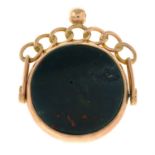 An early 20th century 9ct gold bloodstone swivel fob.