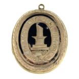 An early 20th century front and back and enamel memorial locket.