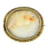 A late 19th century shell cameo brooch, depicting Pliny's Doves.
