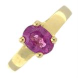 A 9ct gold pink tourmaline single-stone ring.