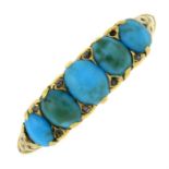 An early 20th century gold turquoise cabochon five-stone ring.