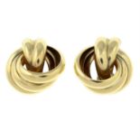 A pair of 9ct gold knot earrings.