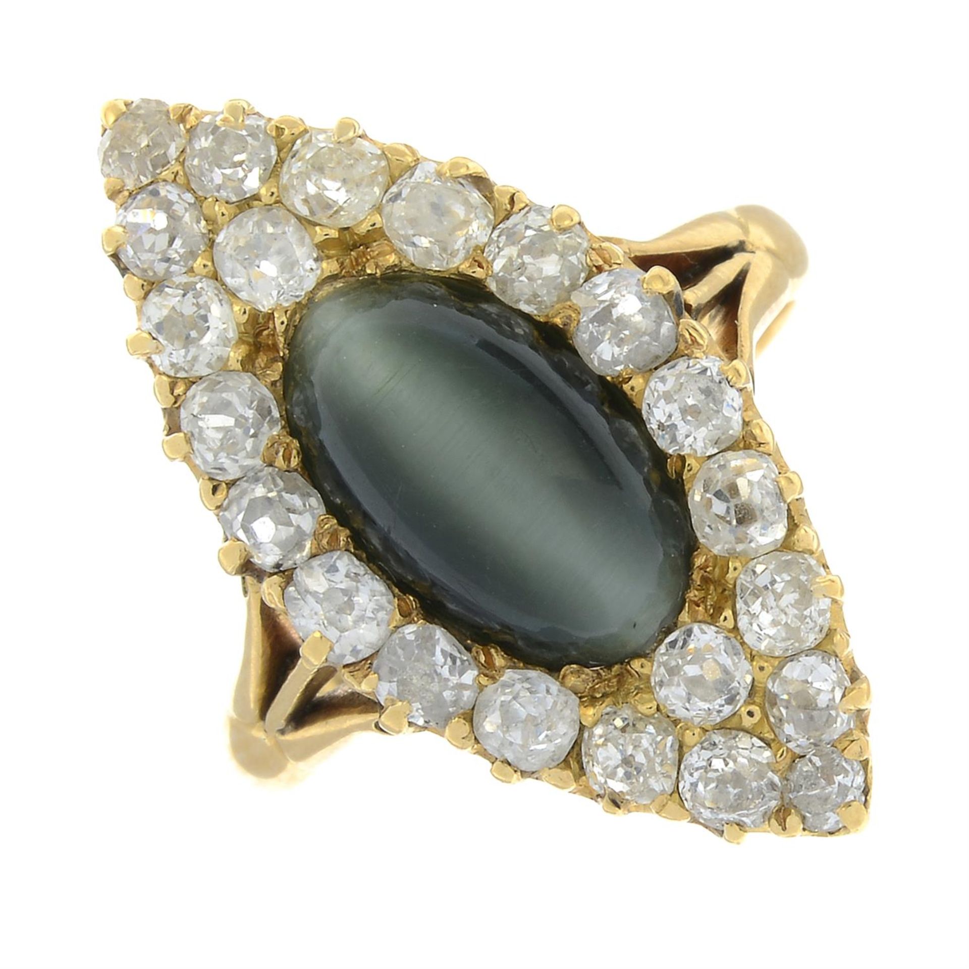 A late Victorian 18ct gold cat's-eye chrysoberyl and diamond ring. - Image 2 of 5