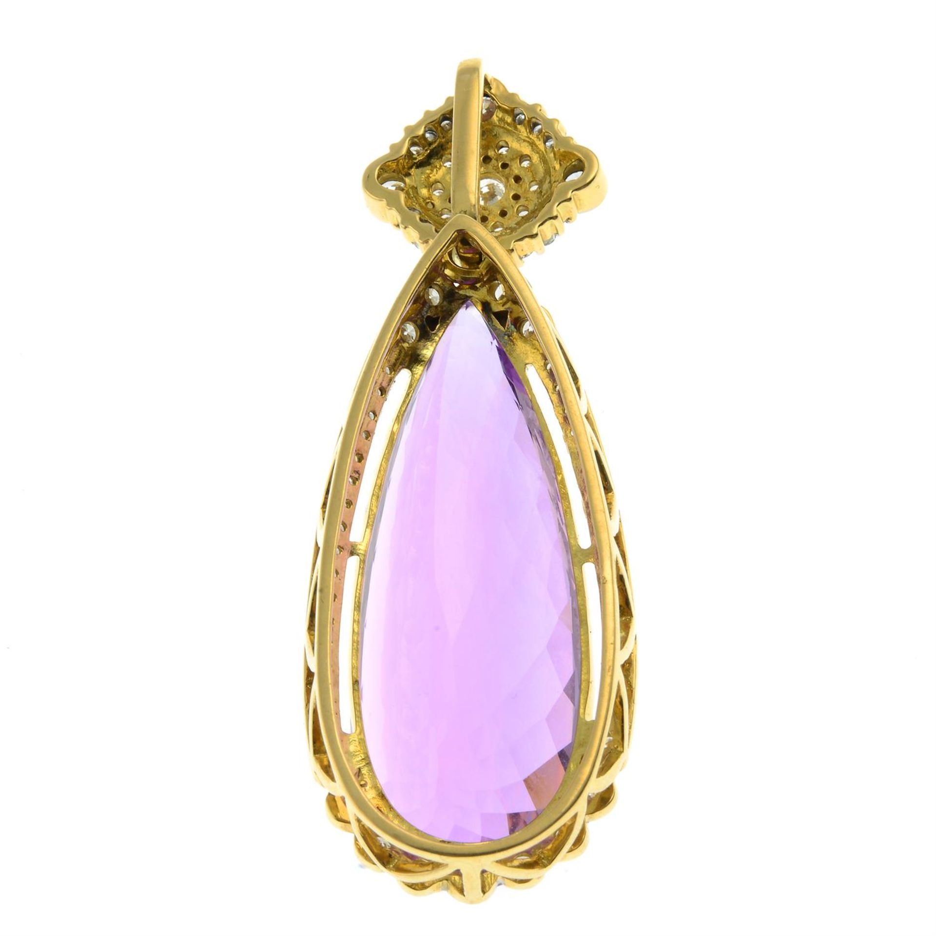 A kunzite and diamond pendant. - Image 3 of 5