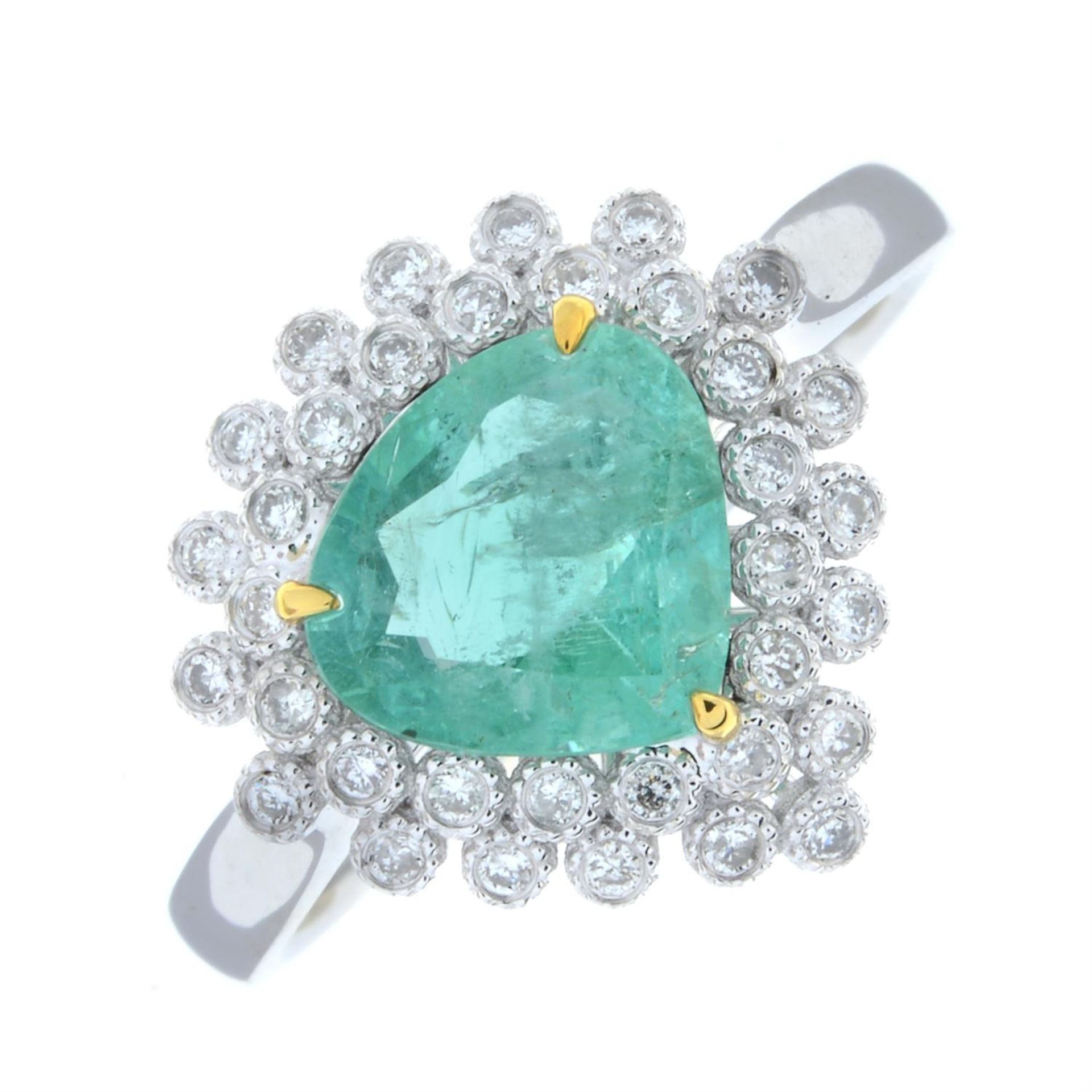 An emerald and brilliant-cut diamond dress ring. - Image 2 of 5
