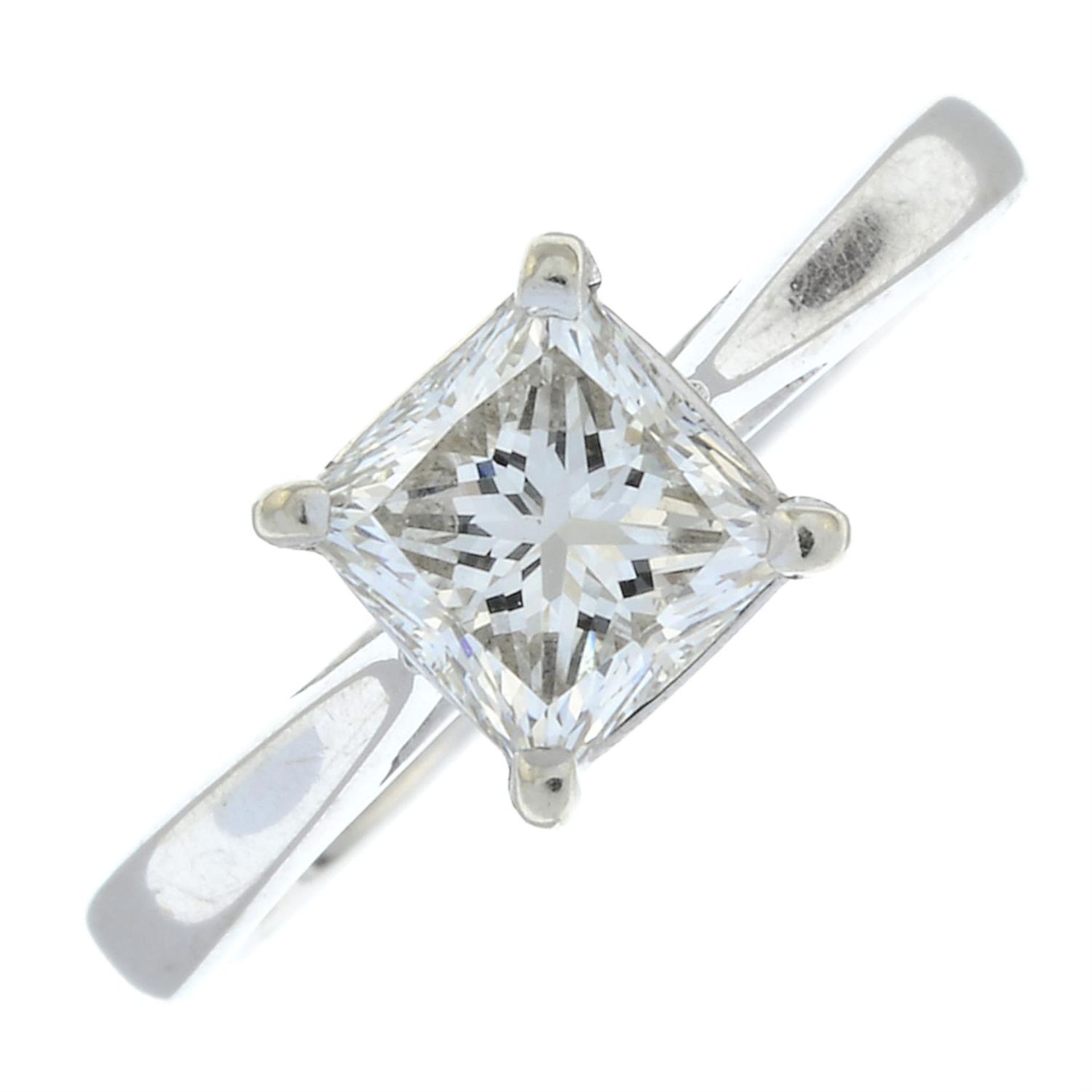 A square-shape diamond single-stone ring. - Image 2 of 6