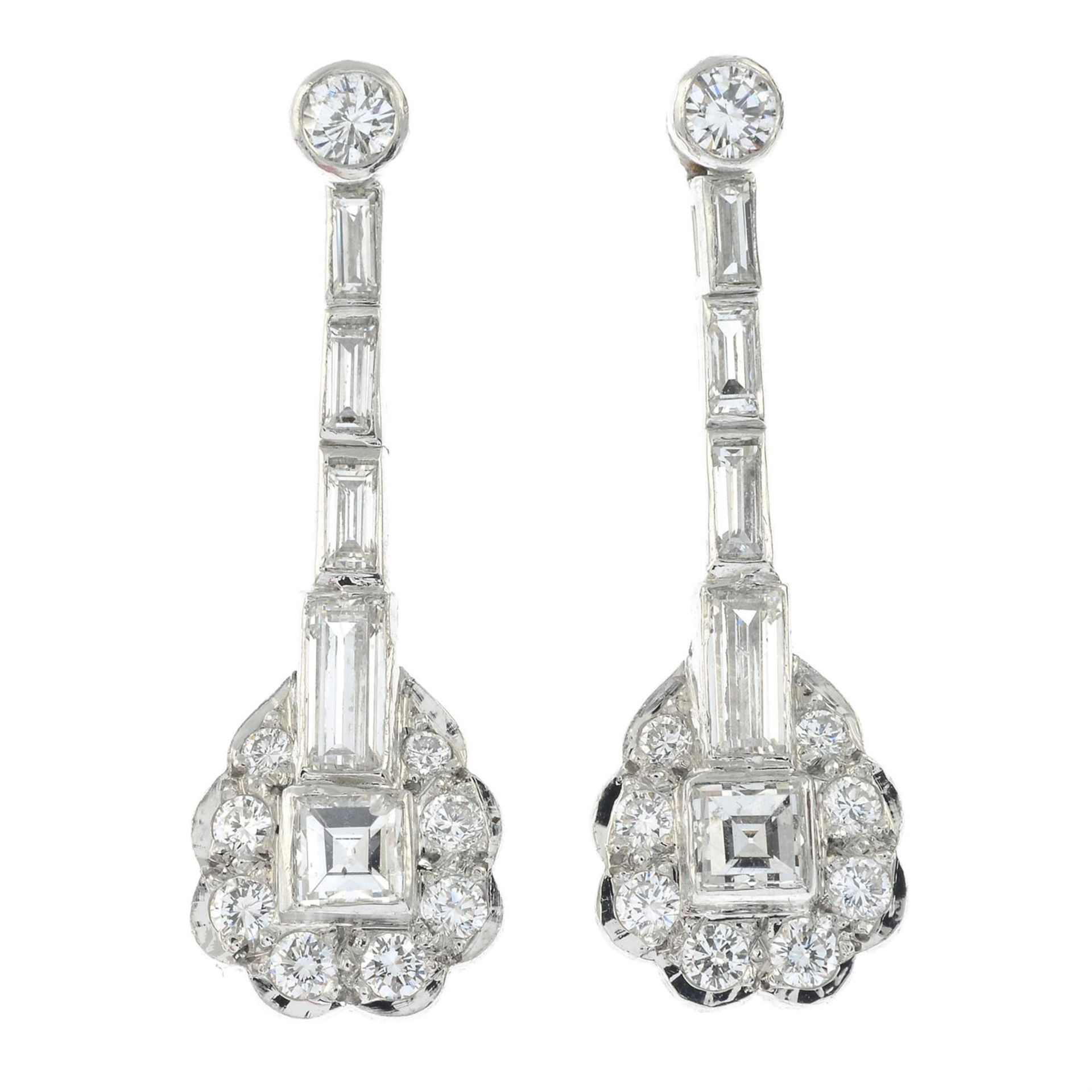 A pair of vari-cut diamond earrings. - Image 2 of 3