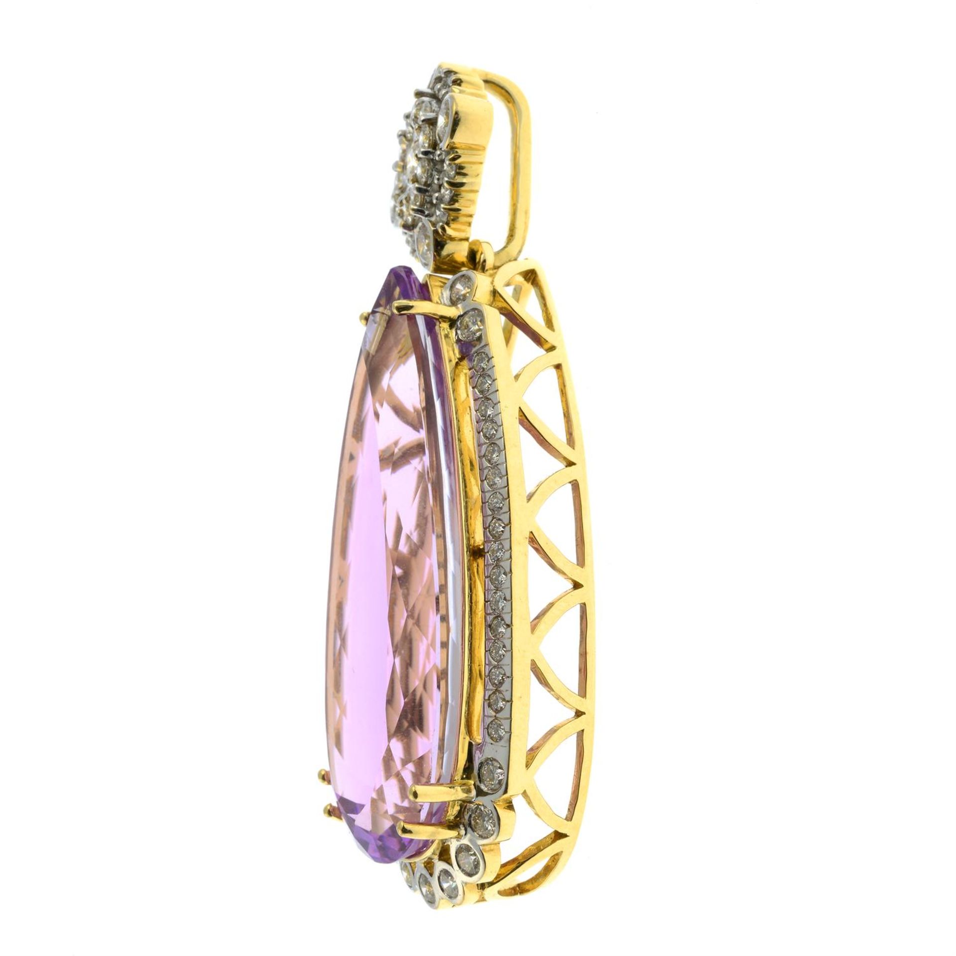 A kunzite and diamond pendant. - Image 4 of 5