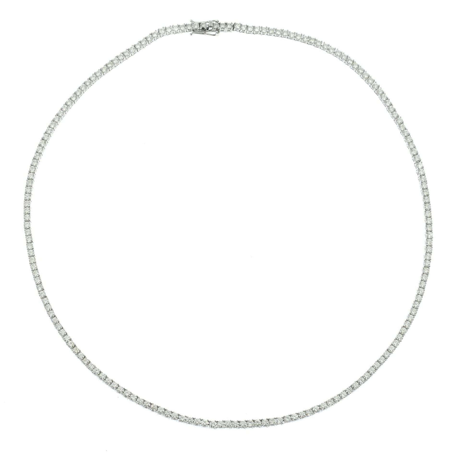 A brilliant-cut diamond line necklace. - Image 2 of 5