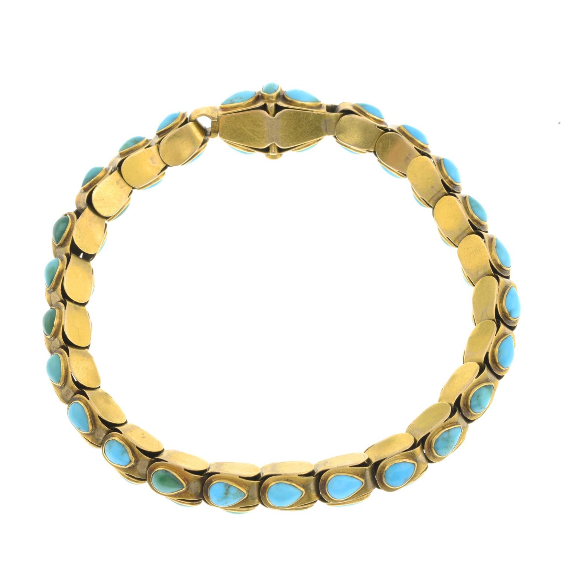 An early Victorian gold turquoise bracelet. - Image 3 of 3