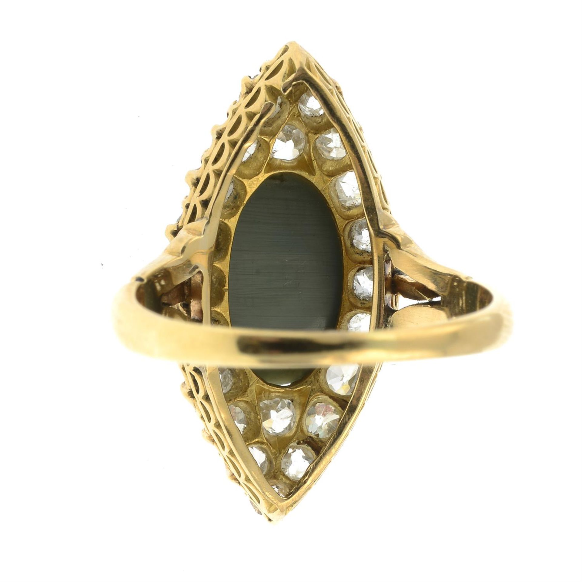 A late Victorian 18ct gold cat's-eye chrysoberyl and diamond ring. - Image 4 of 5