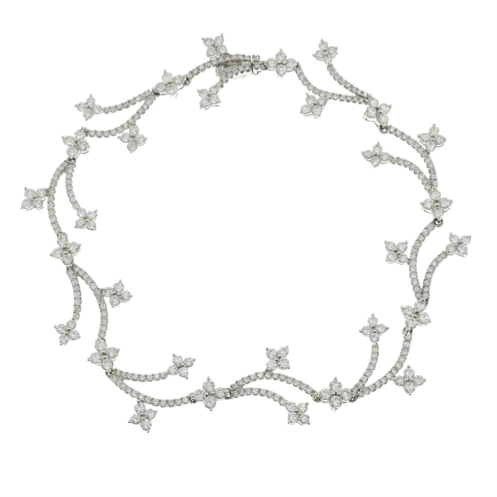 An 18ct gold brilliant-cut diamond floral bracelet. - Image 2 of 3