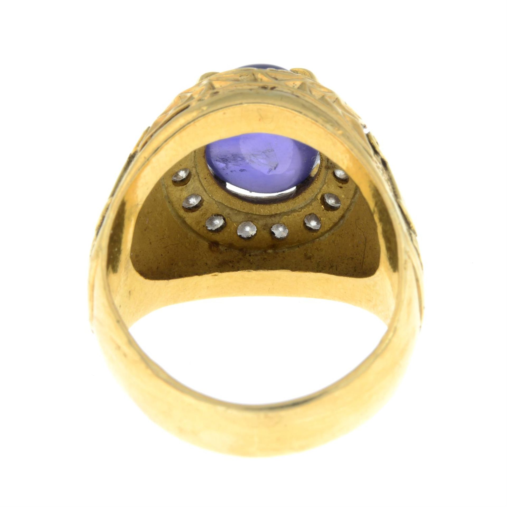 A star sapphire cabochon and brilliant-cut diamond cluster Libra zodiac ring, with scales to the - Image 3 of 5