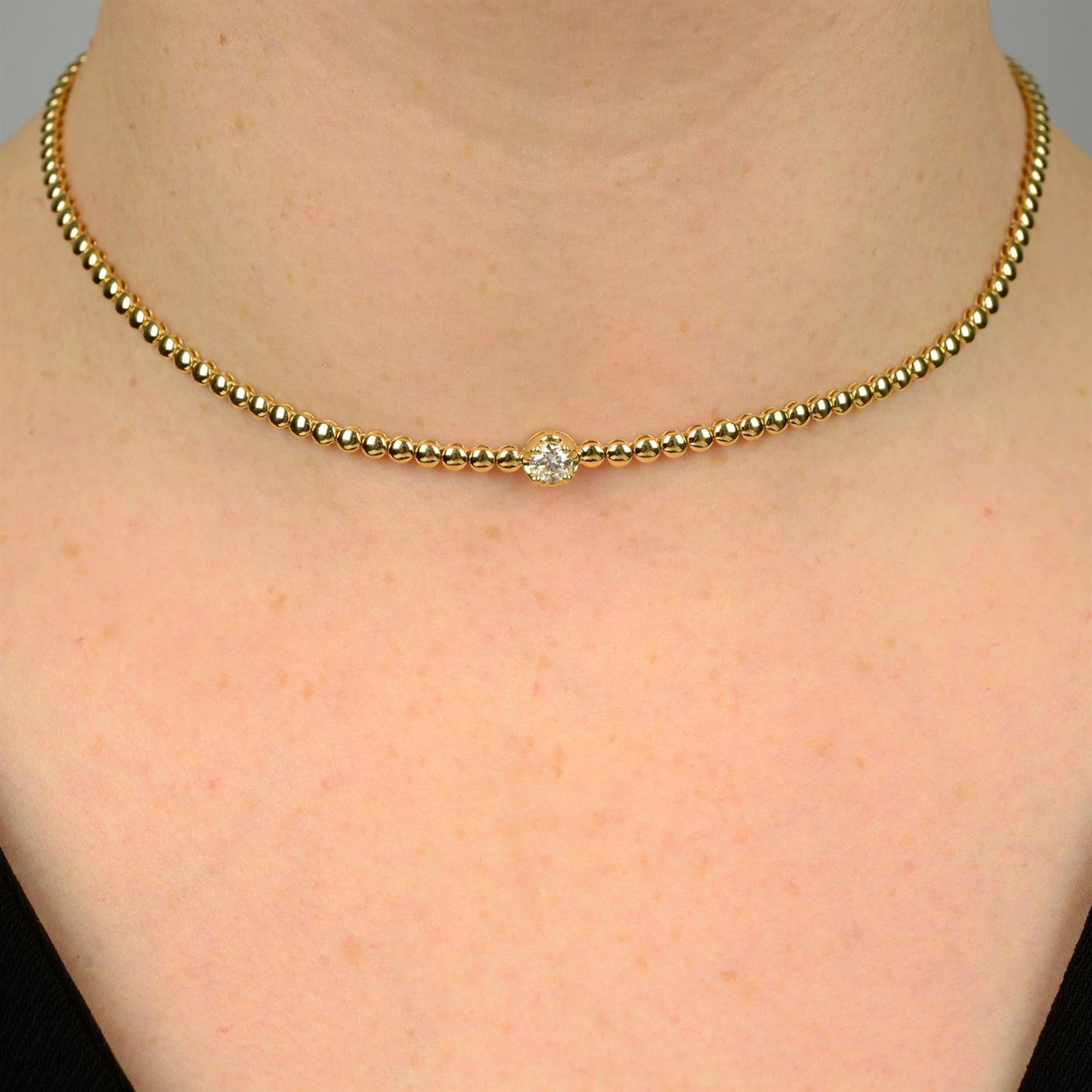 An 18ct gold brilliant-cut diamond highlight bead-link necklace, by Jennifer Meyer.