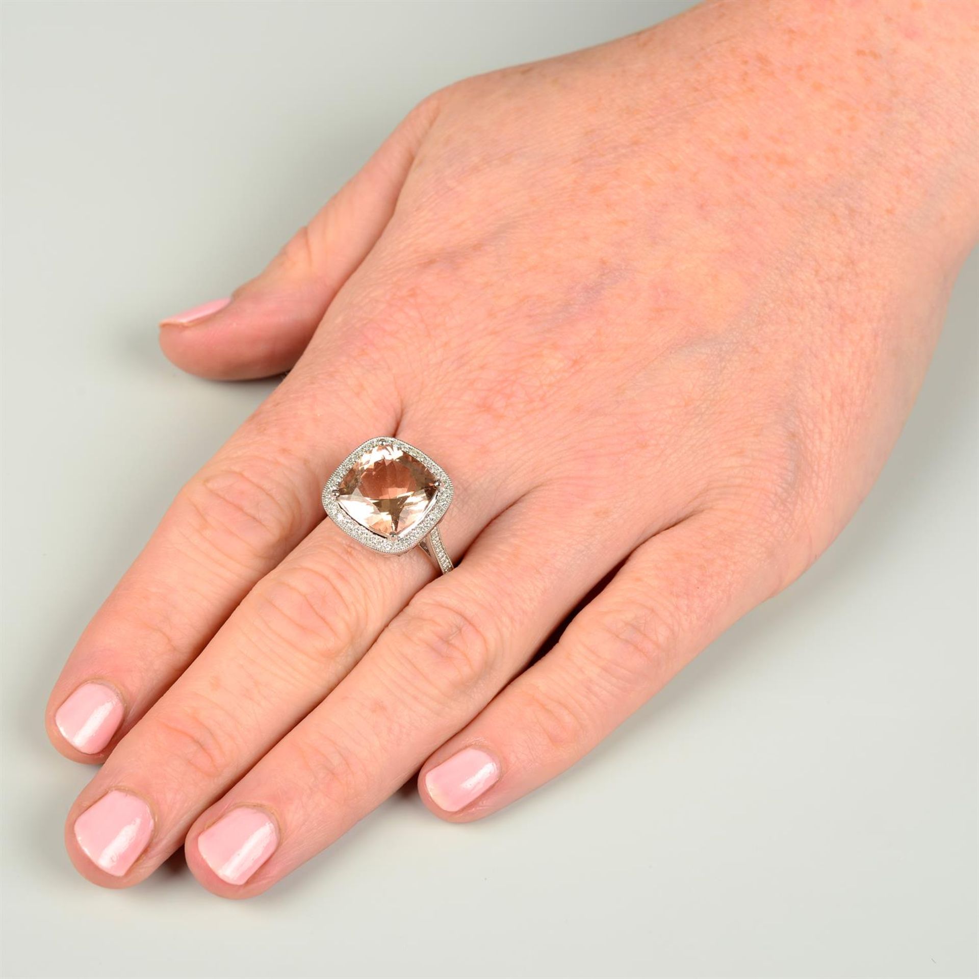 An 18ct gold morganite and brilliant-cut diamond dress ring. - Image 5 of 5