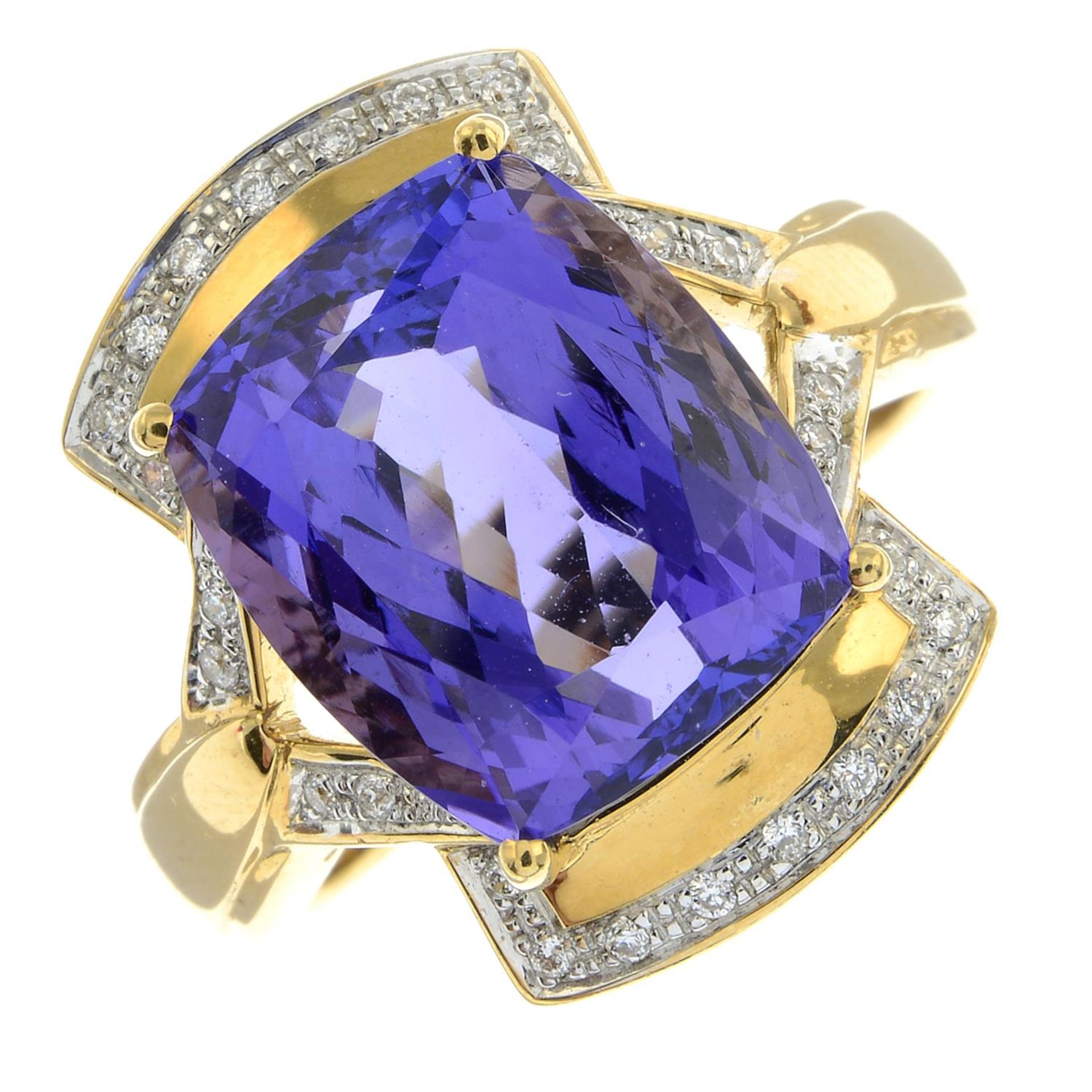 An 18ct gold tanzanite and brilliant-cut diamond dress ring. - Image 2 of 6